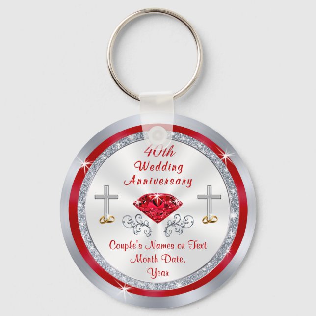 Christian 40th Wedding Anniversary Party Favors Keychain (Front)