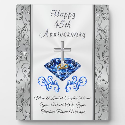 Christian 45 Year Anniversary Gift for Parents Plaque