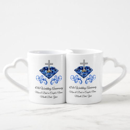 Christian 45th Anniversary Gifts for Parents Coffee Mug Set