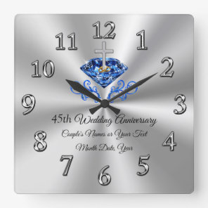 Christian 45th Wedding Anniversary Gifts Customize Square Wall Clock