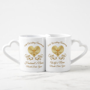 Christian 50th Anniversary Gifts, Personalized Coffee Mug Set