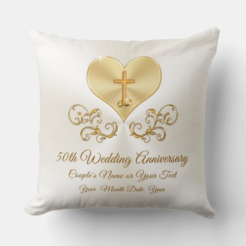 Christian 50th Anniversary Pillow Personalized Throw Pillow