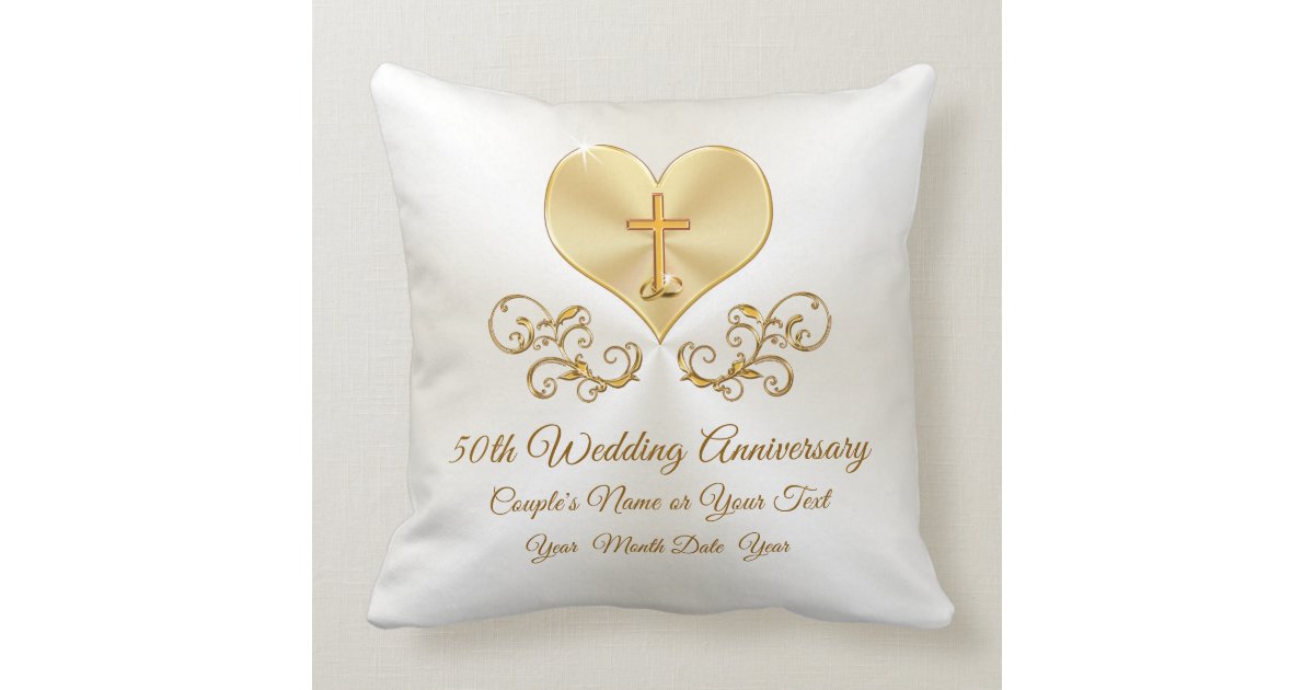 Christian 50th Anniversary Pillow Personalized Throw Pillow