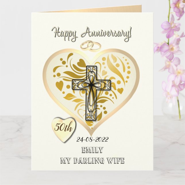 Christian 50th Golden Wedding Anniversary Card | Zazzle christian-50th-golden-wedding-anniversary-card-zazzle