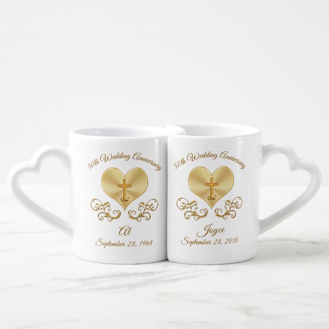 Christian 50th Wedding Anniversary Gift Ideas Coffee Mug Set (Front Nesting)