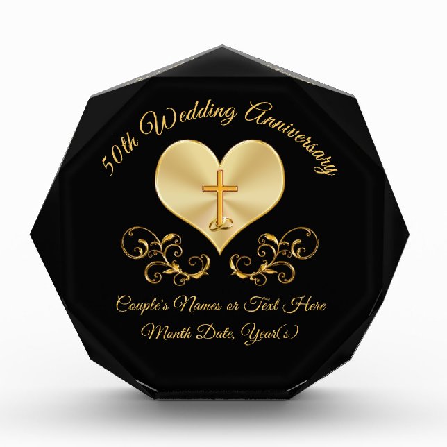 Christian 50th Wedding Anniversary Gifts, Custom Acrylic Award (Front)