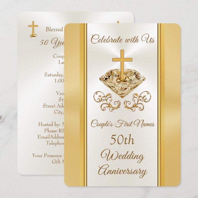 Christian 50th Wedding Anniversary Invitations (Front/Back)