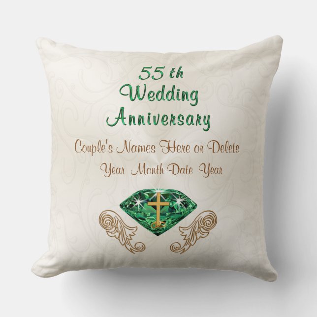 Christian 55th Wedding Anniversary Gift Ideas Throw Pillow (Front)