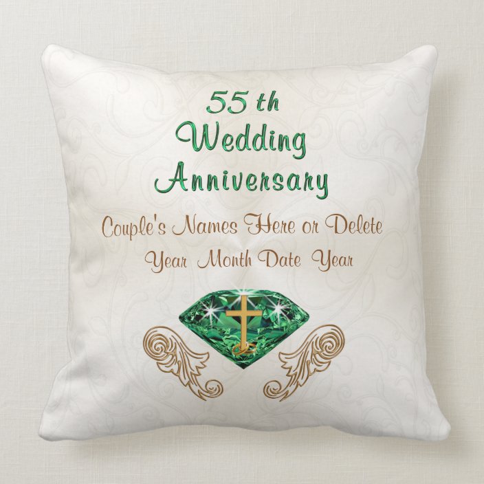 Christian 55th Wedding Anniversary Gift Ideas Throw Pillow | Zazzle.com
