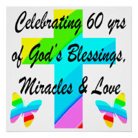 CHRISTIAN 60TH BIRTHDAY CROSS AND BUTTERFLY DESIGN
