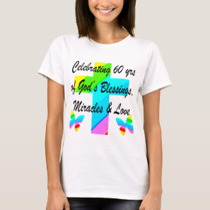 CHRISTIAN 60TH BIRTHDAY CROSS AND BUTTERFLY DESIGN T-Shirt