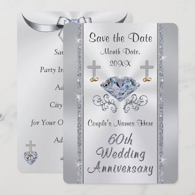Christian 60th Save the Date Anniversary Party Invitation (Front/Back)