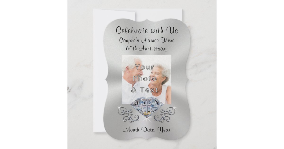 Flourish 60th Diamond Wedding Anniversary Invite, Zazzle in 2023