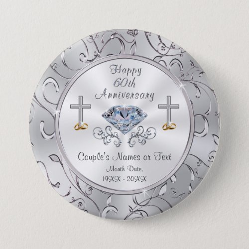 Christian 60th Wedding Anniversary Party Favors Button