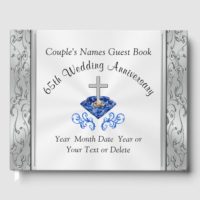 Christian 65th Wedding Anniversary Guest Book (Front)