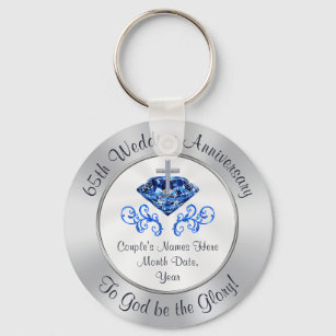 Christian 65th Wedding Anniversary Party Favors Keychain