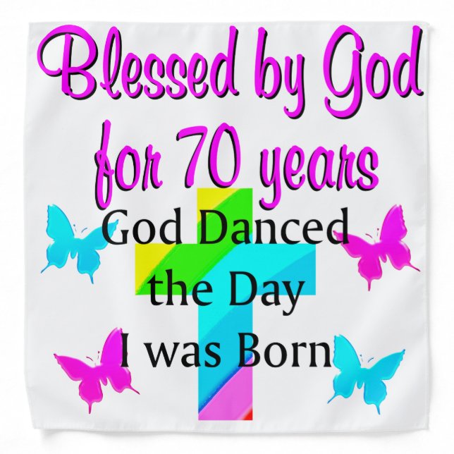 CHRISTIAN 70TH BIRTHDAY BANDANA (Front)
