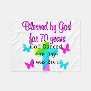 CHRISTIAN 70TH BIRTHDAY FLEECE BLANKET