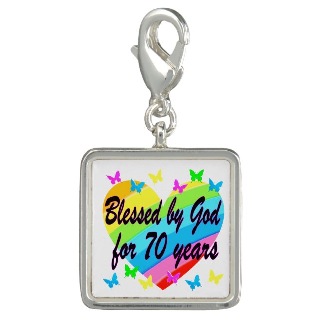 CHRISTIAN 70TH BIRTHDAY HEART DESIGN CHARM (Front)