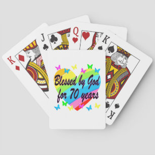 CHRISTIAN 70TH BIRTHDAY HEART DESIGN POKER CARDS