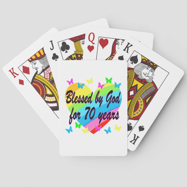 CHRISTIAN 70TH BIRTHDAY HEART DESIGN POKER CARDS (Back)