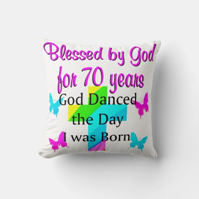 CHRISTIAN 70TH BIRTHDAY THROW PILLOW (Front)