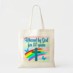 CHRISTIAN 80TH BIRTHDAY BLESSINGS TOTE BAG
