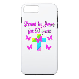 CHRISTIAN 80TH BIRTHDAY CROSS DESIGN iPhone 8 PLUS/7 PLUS CASE
