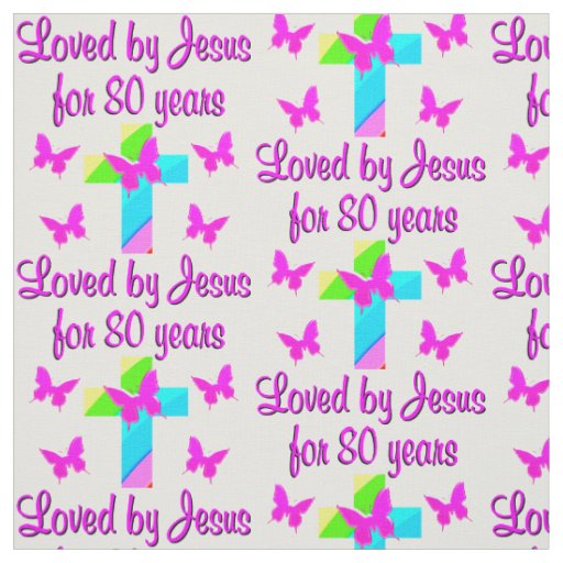 CHRISTIAN 80TH BIRTHDAY CROSS DESIGN FABRIC