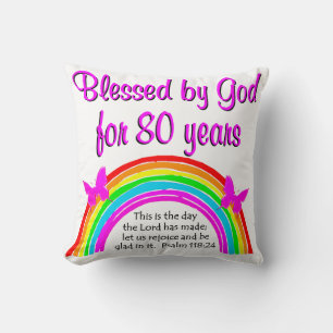 CHRISTIAN 80TH BIRTHDAY THROW PILLOW
