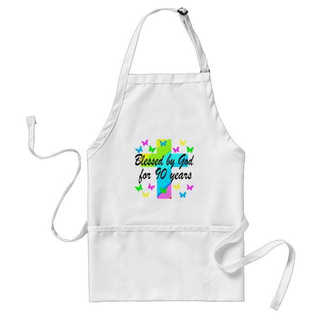 CHRISTIAN 90TH BIRTHDAY PRAYER DESIGN ADULT APRON (Front)
