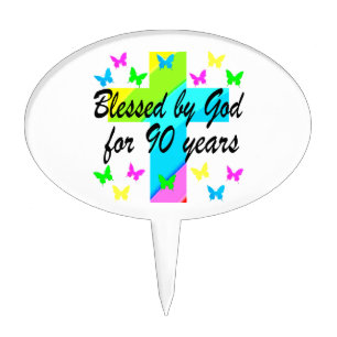 CHRISTIAN 90TH BIRTHDAY PRAYER DESIGN CAKE TOPPER