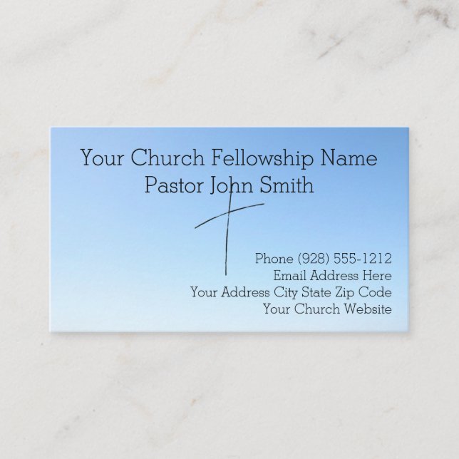 Christian Abstract Blue Sky Cross Church  Business Card (Front)