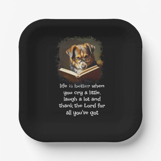 Christian Advice Fun Wise Dog Life Paper Plates (Front)