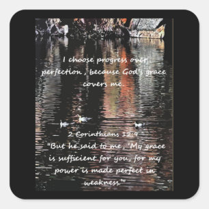 Christian Affirmation Quote & Corresponding Bible Square Sticker