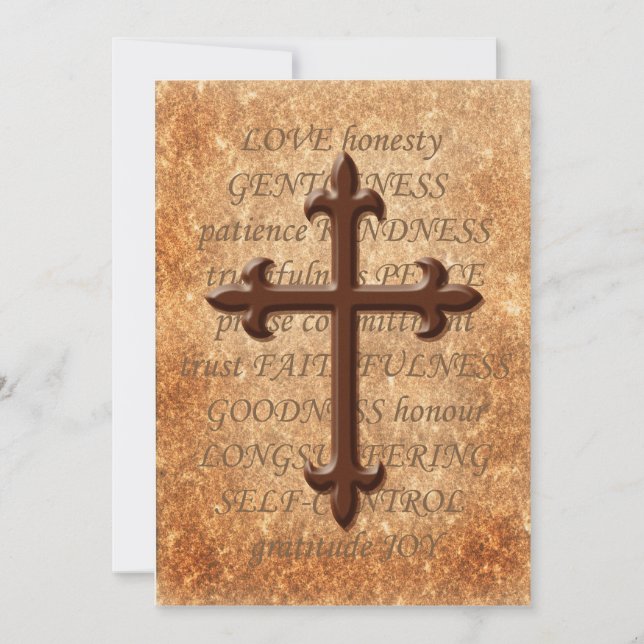 Christian Aged Iron Cross Wedding Invitation (Front)