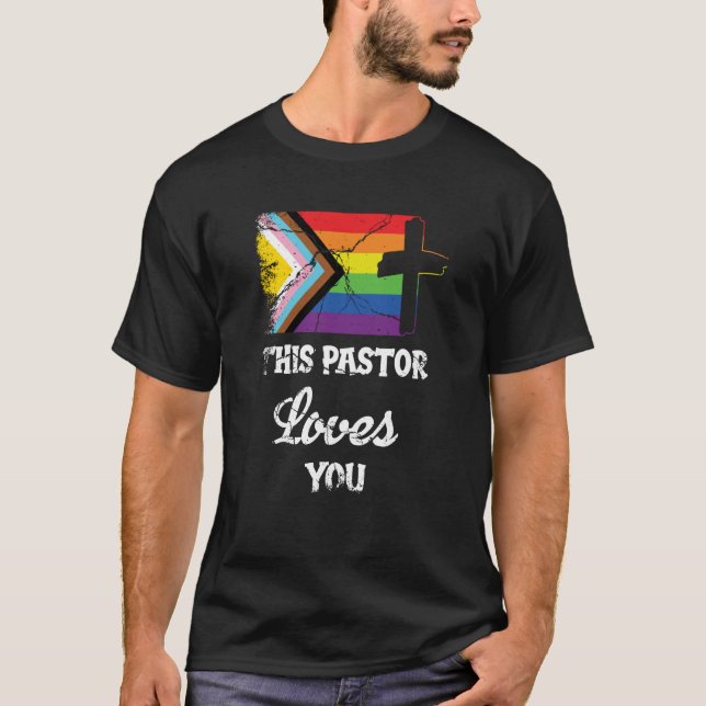 Christian Ally Inclusive Pride Clergy This Pastor  T-Shirt (Front)