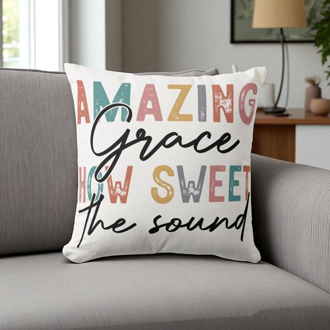 Christian - Amazing Grace How Sweet the Sound Throw Pillow (Creator Uploaded)