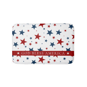 Christian America Patriotic Red White Blue Stars Bath Mat