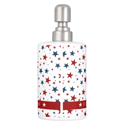 Christian America Patriotic Red White Blue Stars Bath Set (Back)