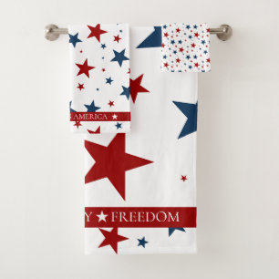 Christian America Patriotic Red White Blue Stars Bath Towel Set