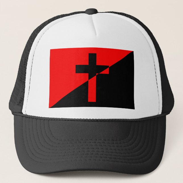 Christian Anarchist Anarchy Christianity Flag Trucker Hat (Front)