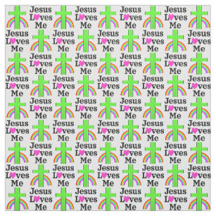 CHRISTIAN AND RELIGIOUS JESUS LOVES ME FABRIC