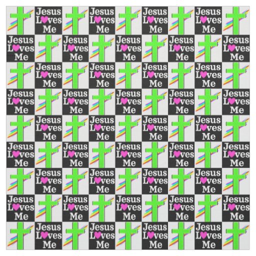 CHRISTIAN AND SPIRITUAL GREEN CROSS AND BUTTERFLY FABRIC