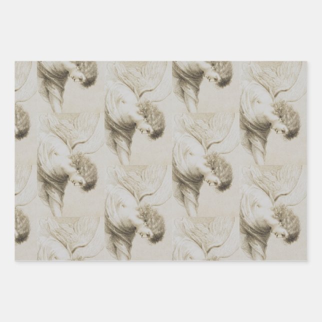 Christian angel by Francesco Bartolozzi Wrapping Paper Sheets (Front)