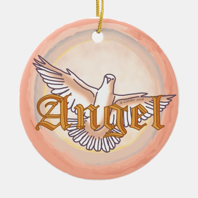 Christian angel dove ceramic ornament (Front)