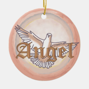 Christian angel dove ceramic ornament