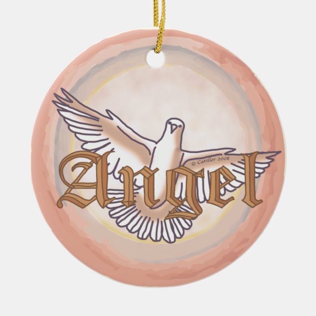 Christian angel dove ceramic ornament (Front)