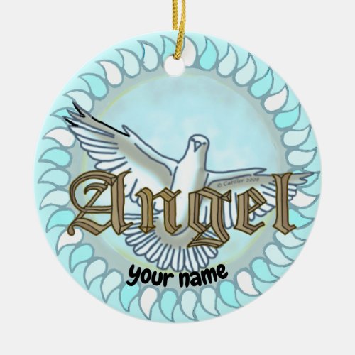 Christian  Angel Dove custom name ornament 