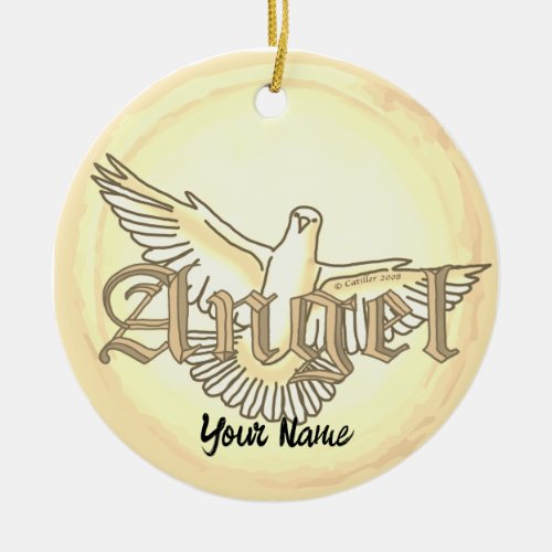 Christian angel dove custom name ornament